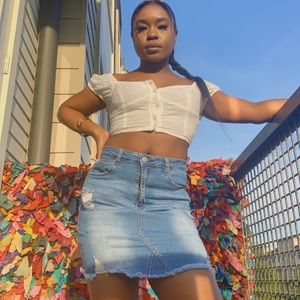 Light washed DENIM MINI SKIRT